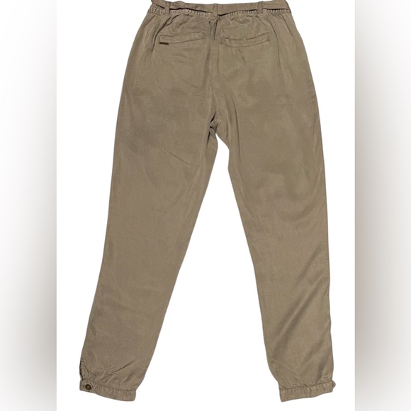 TAHARI PAPERBAG TROUSER PANTS GREEN COLOR WOMEN TIE WAIST CUFFED TAPERED SIZE S - Picture 9 of 11